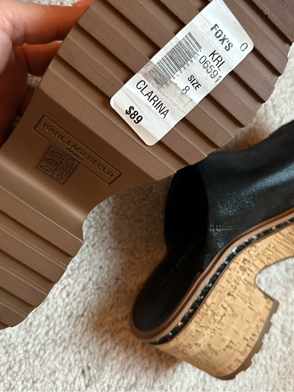 Karl Lagerfeld Paris Clarina Leather Comfort Wedge Sandal. - Picture 12 of 12
